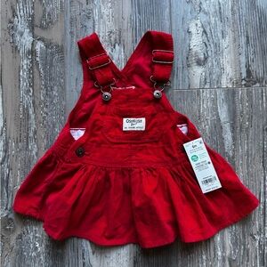 New Baby Osh Kosh Overall Red Dress Sleeveless 6 Months Girls